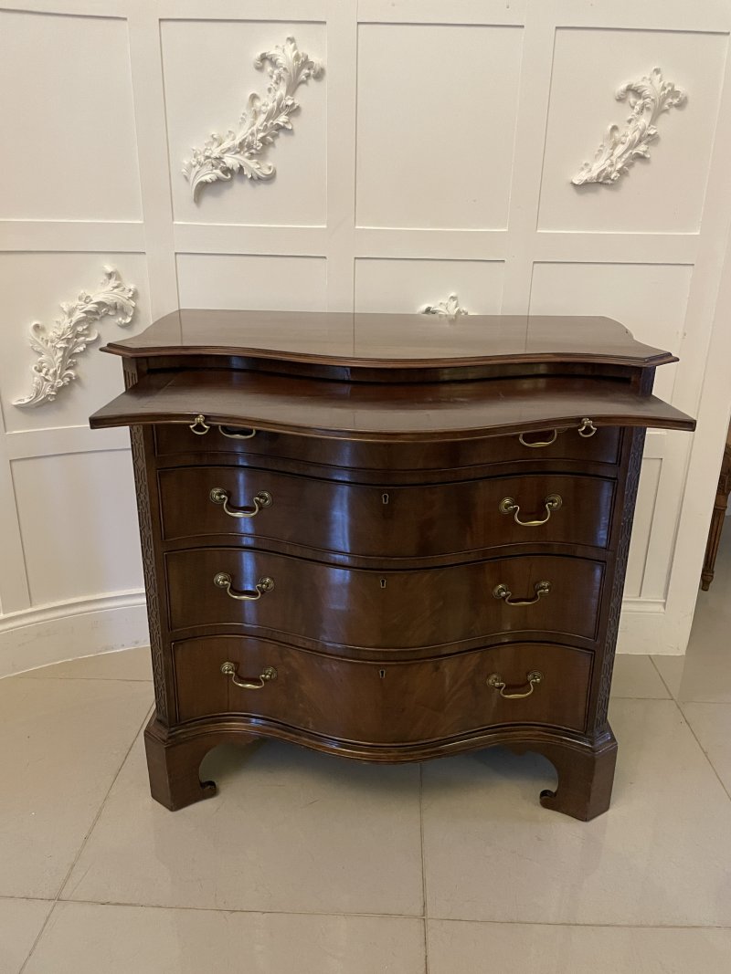 Antique Edwardian Quality Figured Mahogany Serpentine Chest of Drawers - Image 6